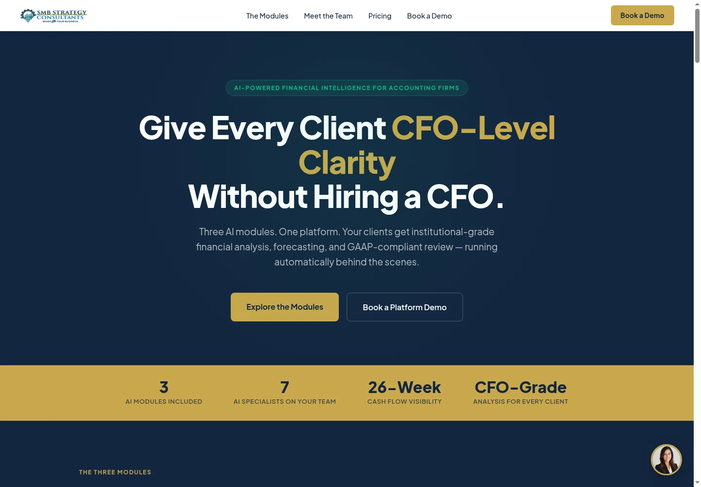 Screenshot of the CFO Clarity Layer public homepage