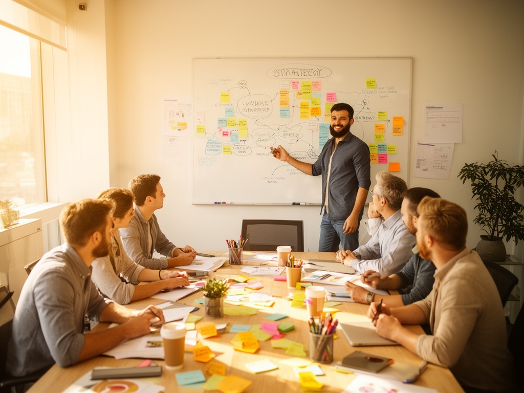 Team working through a structured strategy session